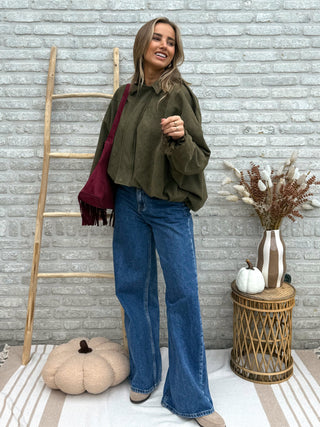 Suede Bomber Jacket / Khaki