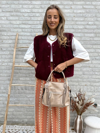 Short Teddy Vest / Burgundy