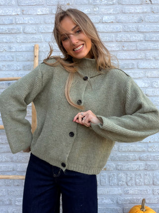 Button Collar Knit / Khaki