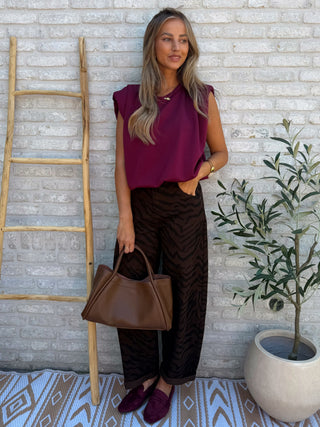Sleeveless Shoulder Top / Bordeaux