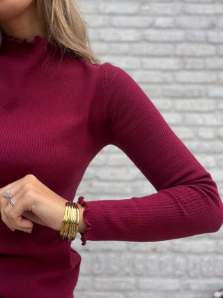 Ribbed Longsleeve Top / Bordeaux