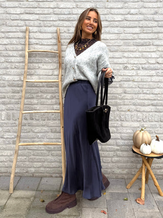 Cozy Button Cardigan / Light Grey