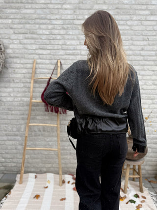 Detailed Polo Knit / Charcoal Grey