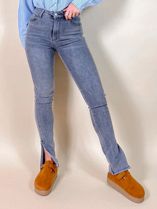 Denim Split Jeans / Grey