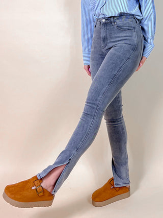 Denim Split Jeans / Grey
