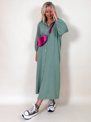 Maxi Buttoned Tetra Dress / Khaki