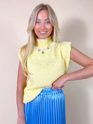 Sleeveless Knitted Pastel Gilet / Yellow