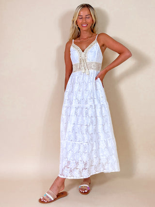 Boho Maxi Dress / White