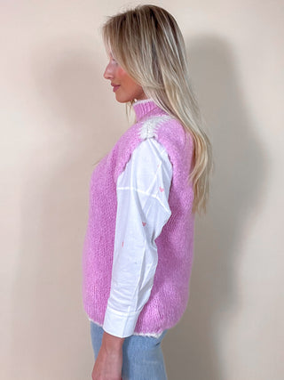Sleeveless Knitted Pastel Gilet / Rose