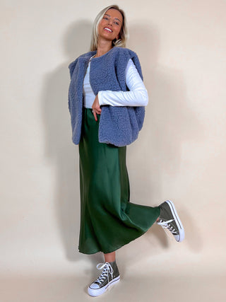 Satin Maxi Skirt / Khaki
