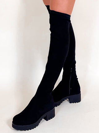 Overknee Chunky Boots Flat / Black