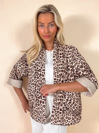 Patterned Leopard Vest Short / Light Brown