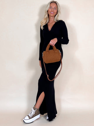 Knit Collar Maxi Dress / Black