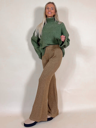 Knitted Sparkling Flared Trouser / Gold