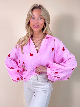 Tetra Heart Blouse / Pink-Red