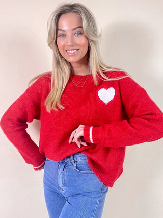 Juliette Heart Sweater / Red
