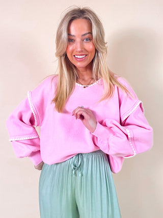 Oversized Stitched Sweater / Pink