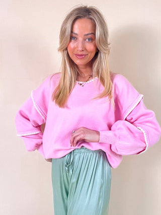 Oversized Stitched Sweater / Pink