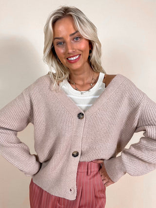 Buttoned Cardigan / Taupe