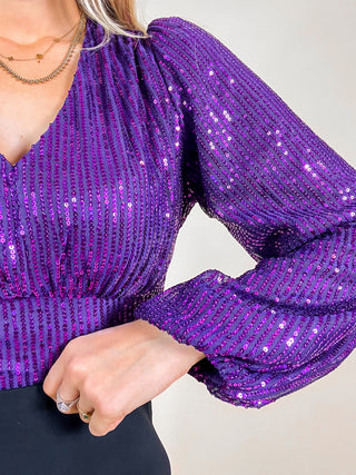 Cropped Sequin Top / Purple