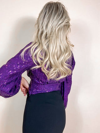 Cropped Sequin Top / Purple