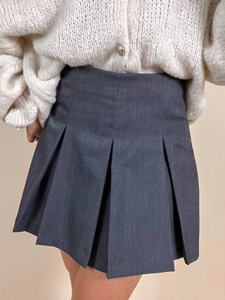 Pleated Mini Skirt / Grey