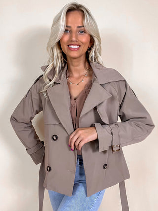 Short Double Button Trench Coat / Camel