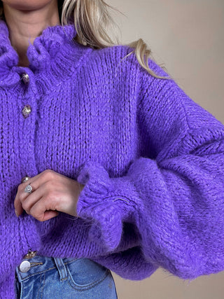 Knitted Buttoned Cardigan / Purple
