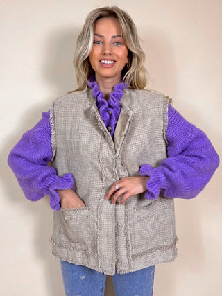 Knitted Buttoned Cardigan / Purple