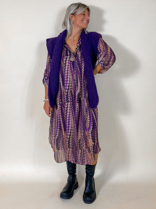 Boho Patterned Dress / Multi - Purple