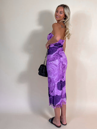 Colourful Bodycon Bandeau Dress / Purple
