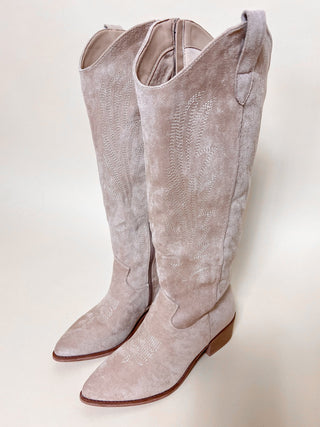 High Patterned Boots / Beige