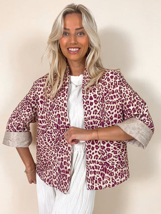 Patterned Leopard Vest / Fuchsia