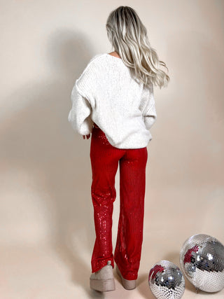 Glitter Sequin loose Trousers / Red
