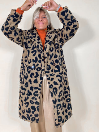 Oversized Leopard Coat / Brown-Black