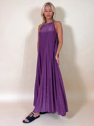Pleated Maxi Dress / Purple