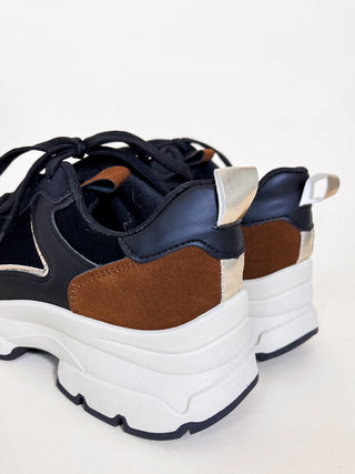 Chunky Patterned Sneakers / Black-Brown