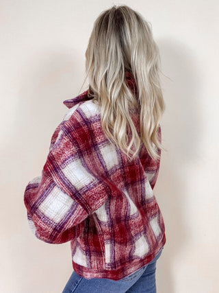 Short Checked Jacket / Purple-Red