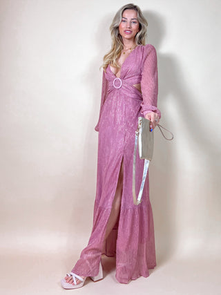 Romantic Cut Out Maxi Dress / Old Rose