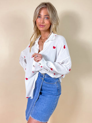 Tetra Love Blouse / White-Red