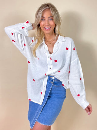 Tetra Love Blouse / White-Red