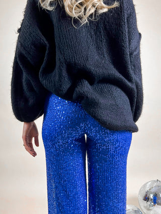 Glitter Sequin loose Trousers / Cobalt Blue