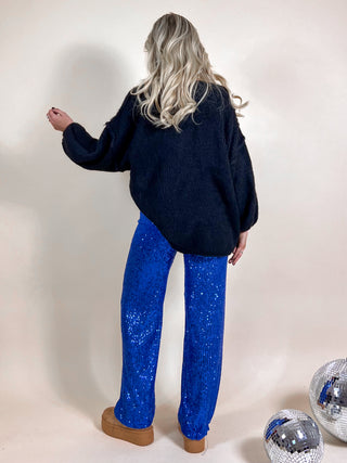 Glitter Sequin loose Trousers / Cobalt Blue