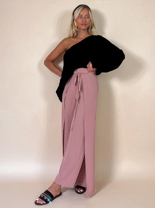 Flared Overlay Trousers / Old Rose
