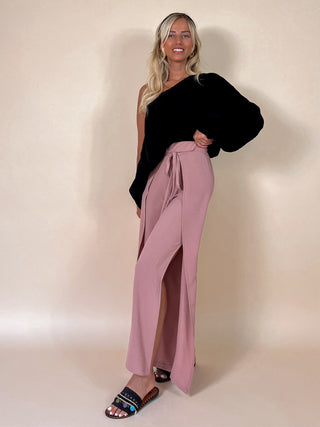 Flared Overlay Trousers / Old Rose