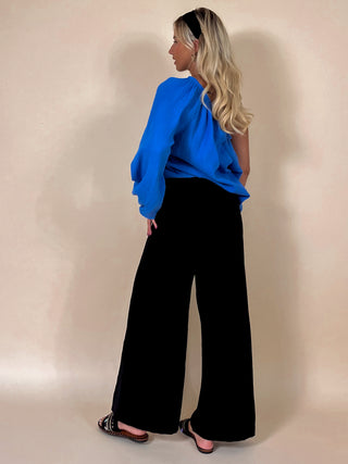Flared Overlay Trousers / Black