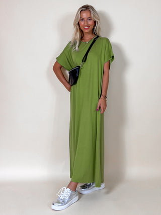 Casual Maxi Dress / Olive Green