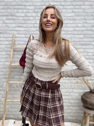 Checked Skirt / Brown Plaid