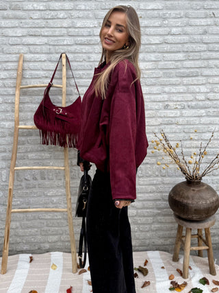 Suede Bomber Jacket / Burgundy