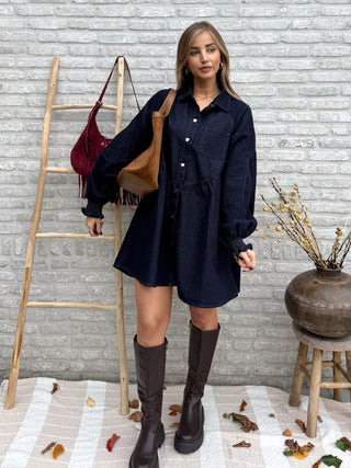 Denim Shirt Dress / Dark Indigo